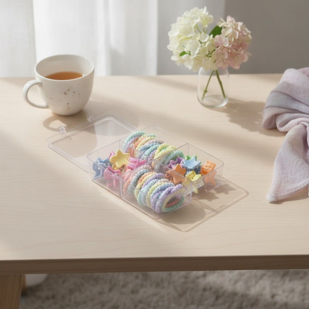 Pastel Spiral Hair Ties With Star Clips – hair accessories (view 2)