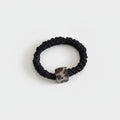 Black Scrunchie With Silver Square Charm