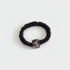 Black Scrunchie With Silver Square Charm