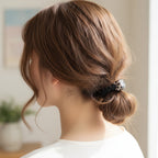 Black Scrunchie With Silver Square Charm