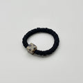 Black Scrunchie With Silver Square Charm – hair accessories (view 1)