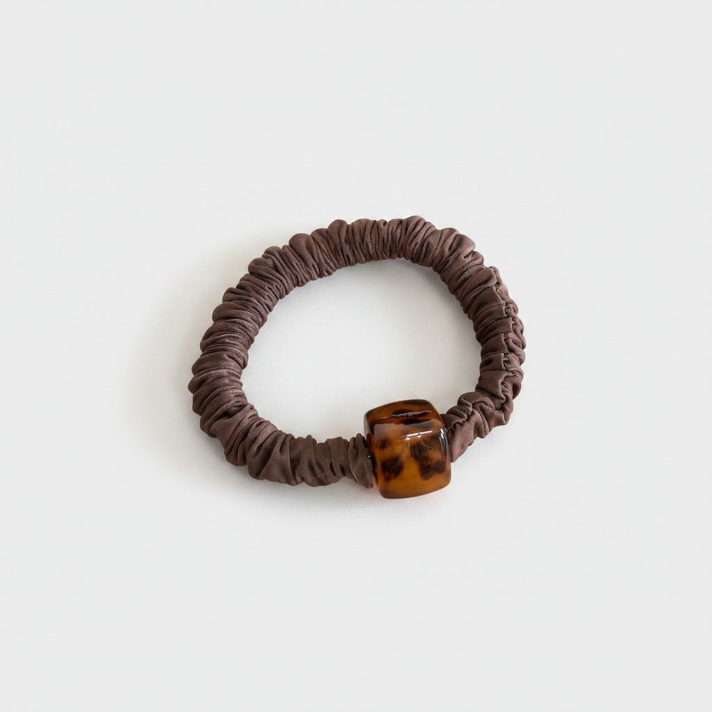 Tortoiseshell Charm Brown Fabric Scrunchie