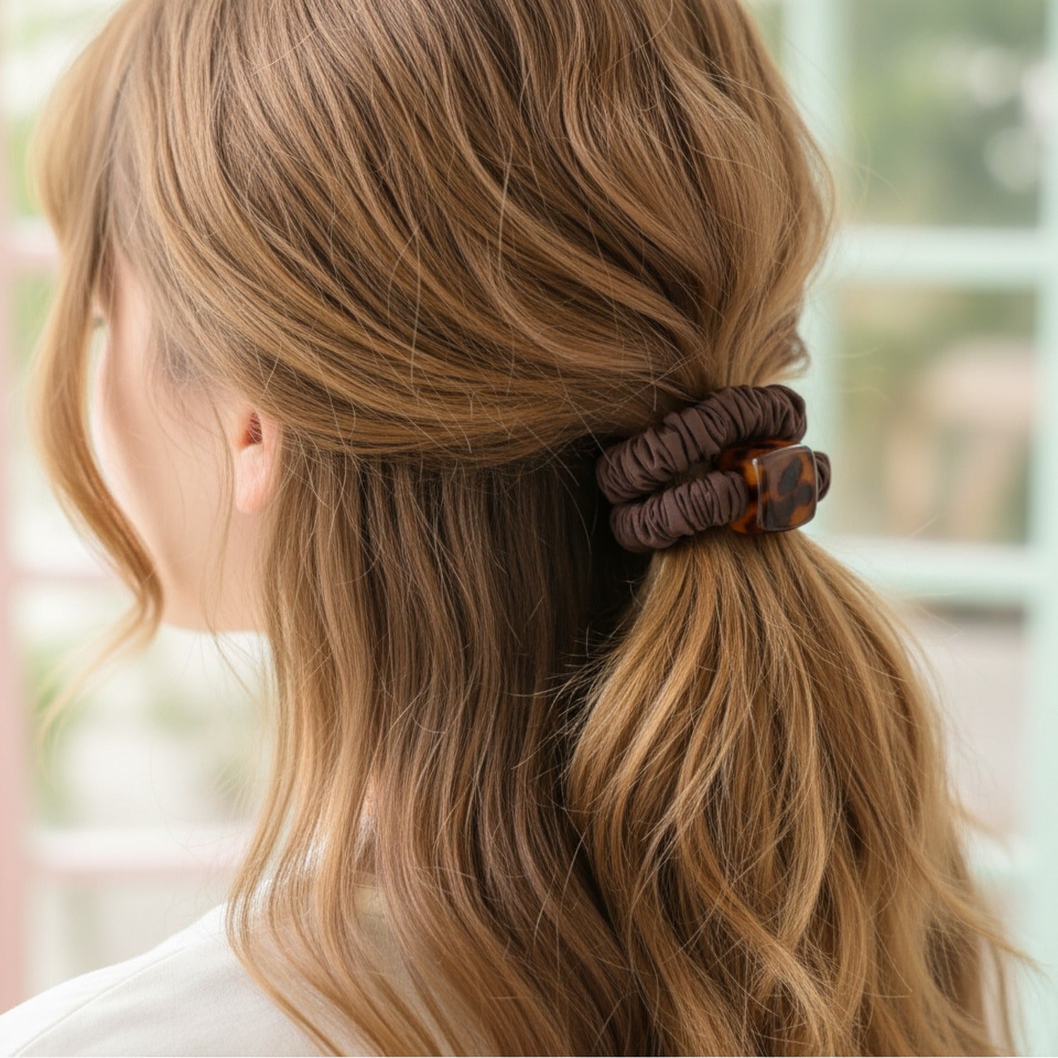 Tortoiseshell Charm Brown Fabric Scrunchie