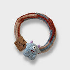 Textured Monster Charm Hair Scrunchie with Leather Tag