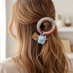 Textured Monster Charm Hair Scrunchie with Leather Tag