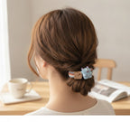 Textured Monster Charm Hair Scrunchie with Leather Tag – hair accessories (view 2)