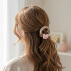 Pink Bear Charm Textured Hair Tie