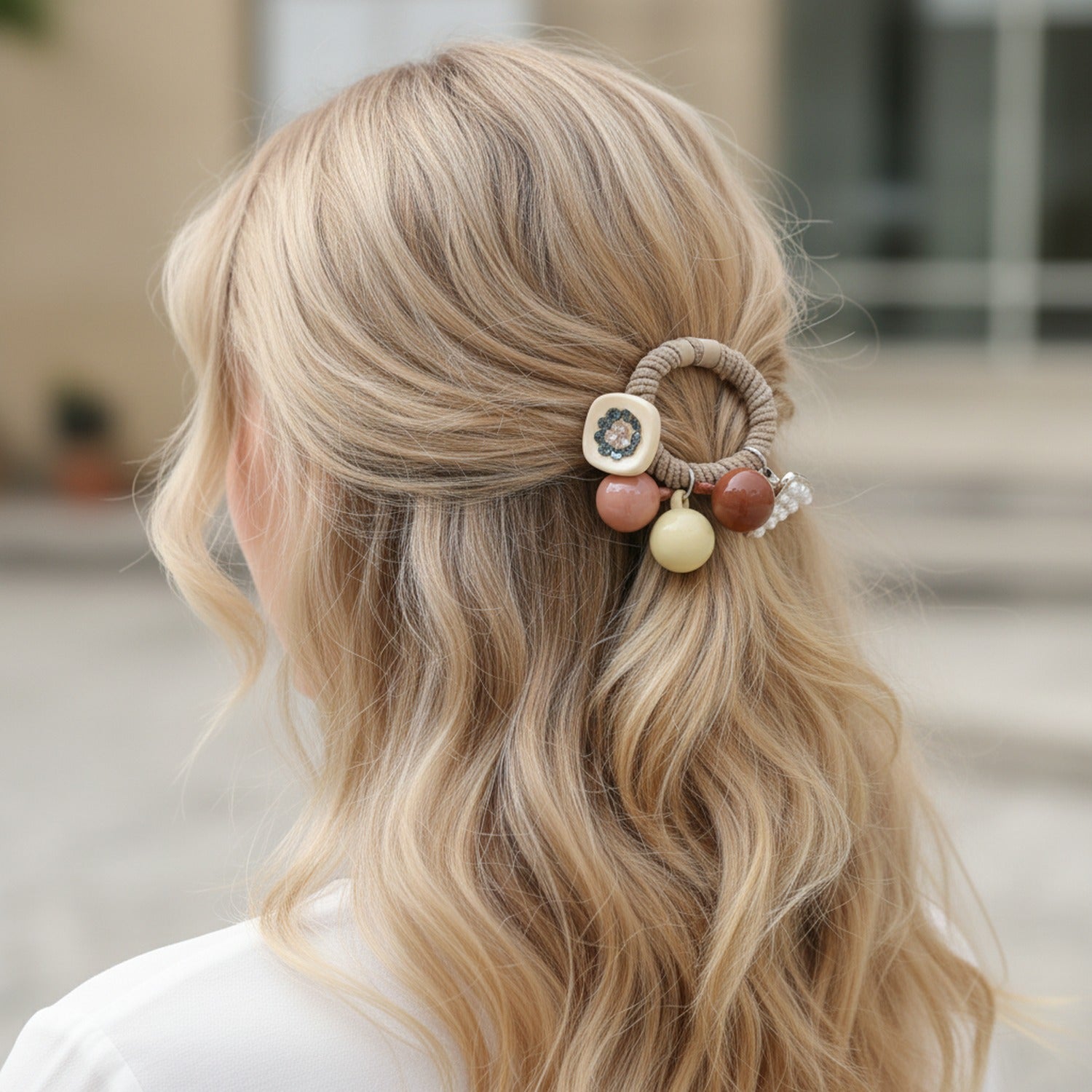 Rope Hair Tie With Charm Dangles