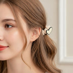 Cream Heart Charm Satin Scrunchie – hair accessories (view 2)