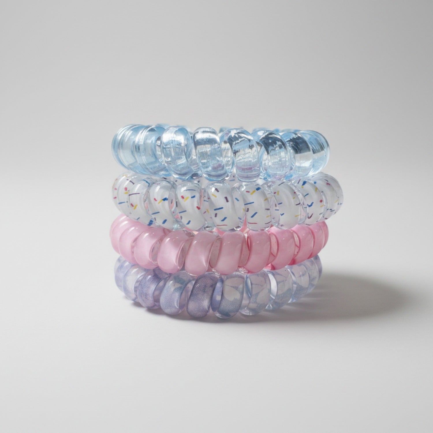 Spiral Coil Hair Ties Pastel Rainbow Set