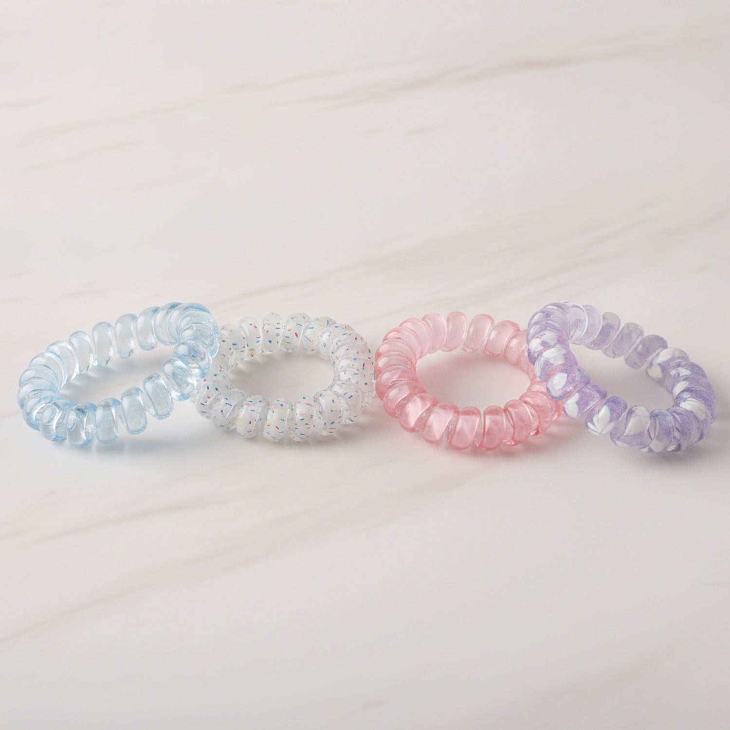Spiral Coil Hair Ties Pastel Rainbow Set