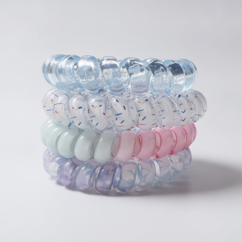 Spiral Coil Hair Ties Pastel Rainbow Set – hair accessories (view 1)