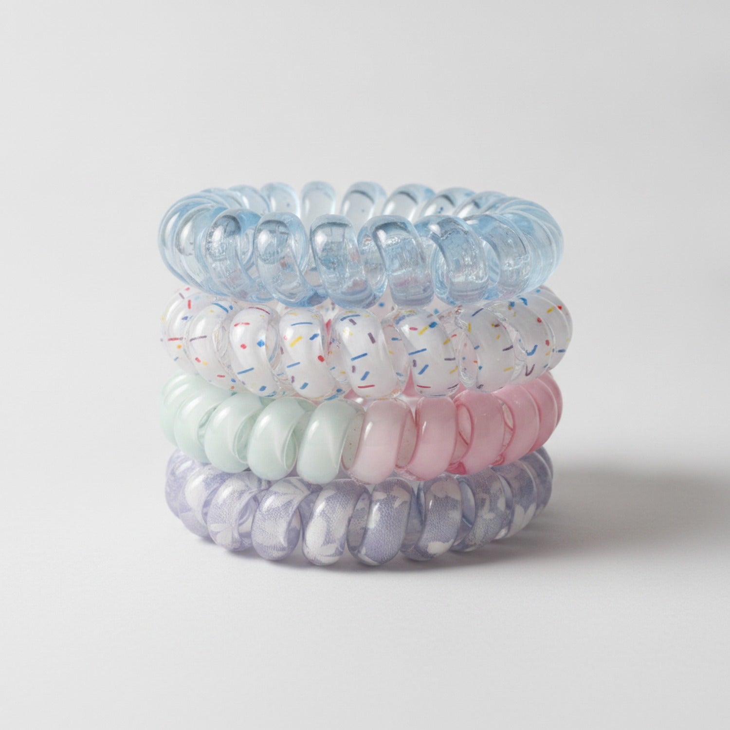 Spiral Coil Hair Ties Pastel Rainbow Set