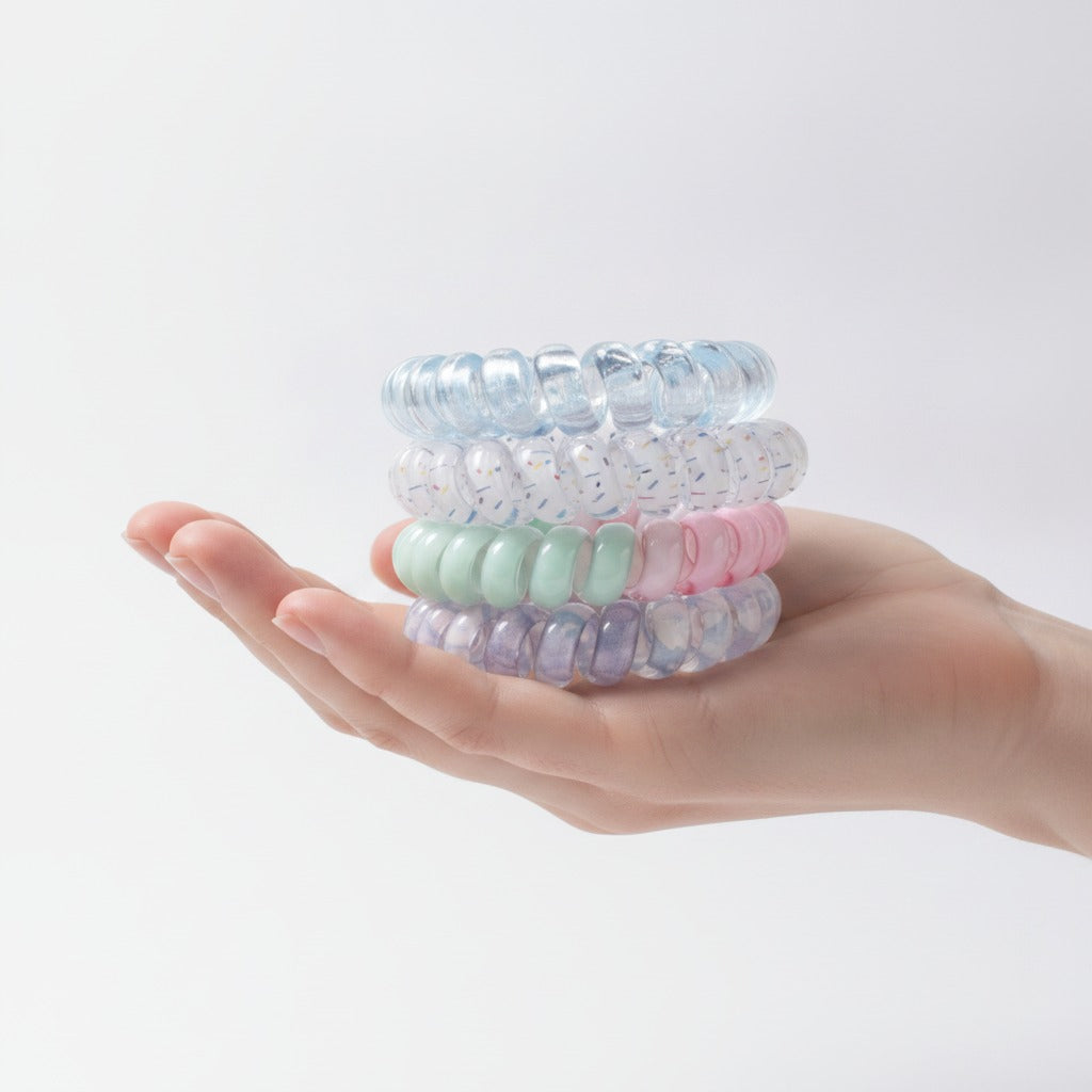 Spiral Coil Hair Ties Pastel Rainbow Set – hair accessories (view 3)