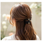 Black Wavy Scrunchies With Gold Beads