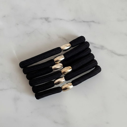 Black Hair Ties With Gold Metal Accents