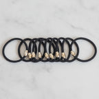Black Hair Ties With Gold Metal Accents – hair accessories (view 2)