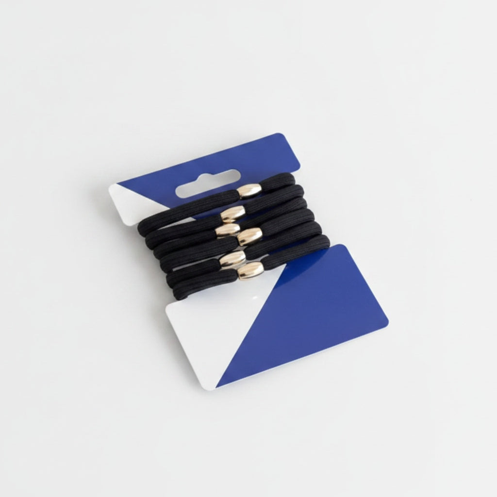 Black Hair Ties With Gold Metal Accents – hair accessories (view 1)