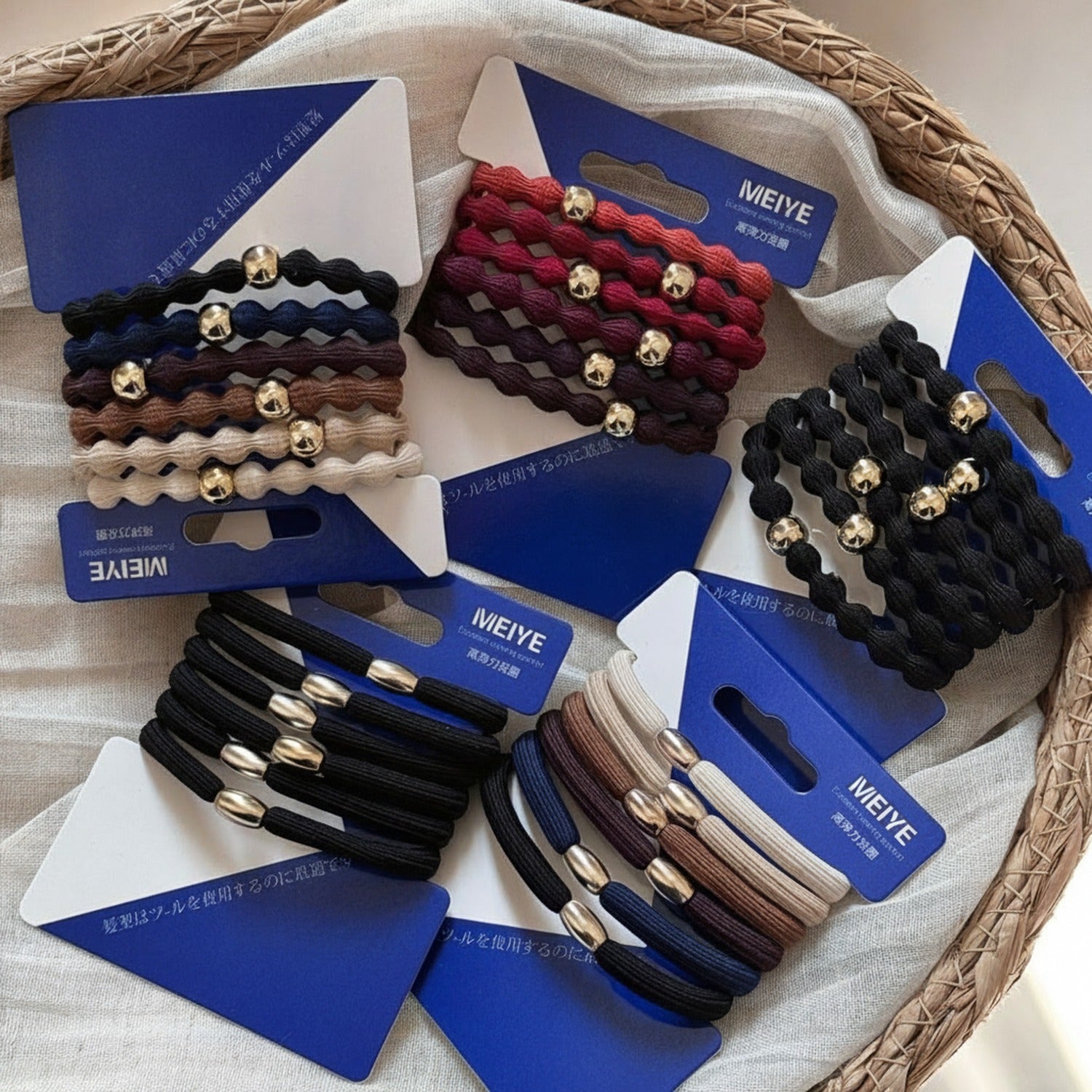 Black Hair Ties With Gold Metal Accents