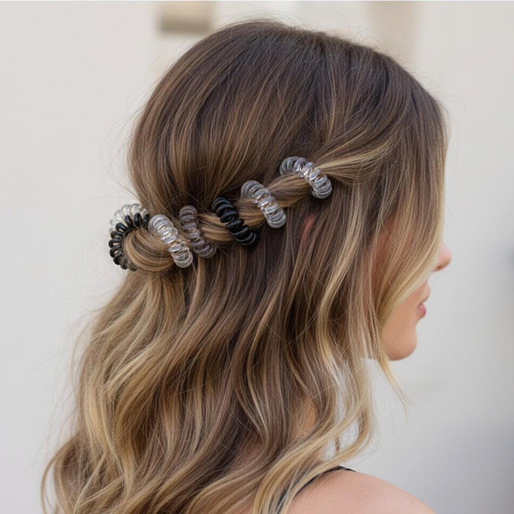 Spiral Hair Coil Set Clear To Black Ombre