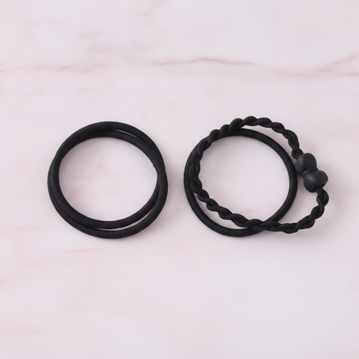 Black Textured Scrunchie Hair Tie Set