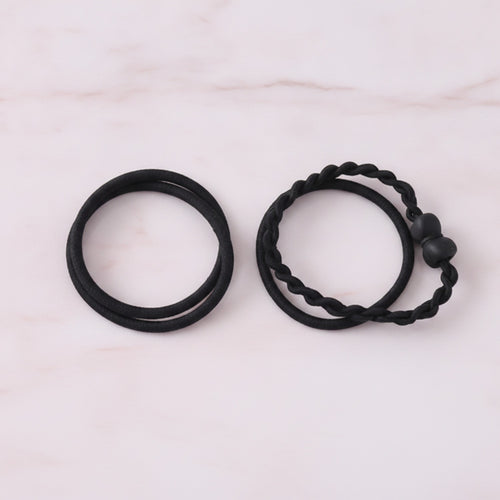 Black Textured Scrunchie Hair Tie Set