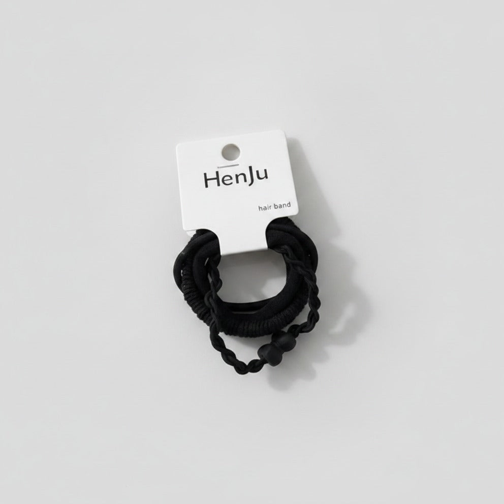 Black Textured Scrunchie Hair Tie Set – hair accessories (view 1)