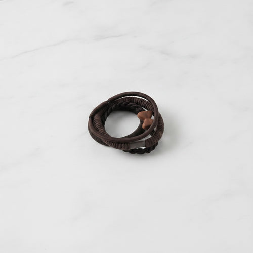 Black Ribbed Hair Band With Brown Heart Charm