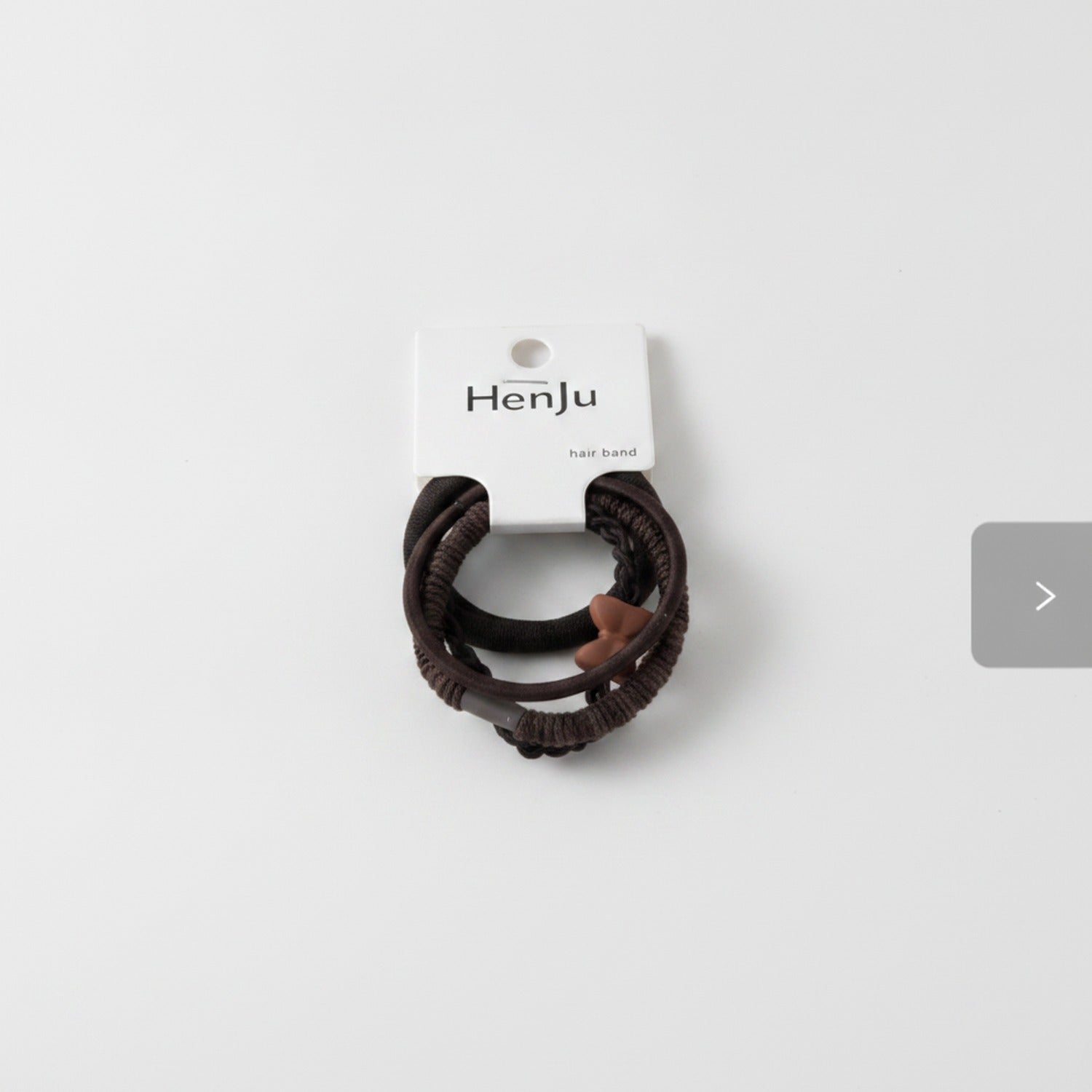 Black Ribbed Hair Band With Brown Heart Charm