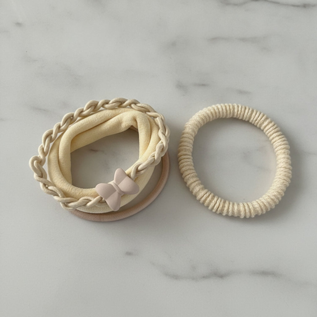 Cream Braided Rope Hair Scrunchie Set – hair accessories (view 2)