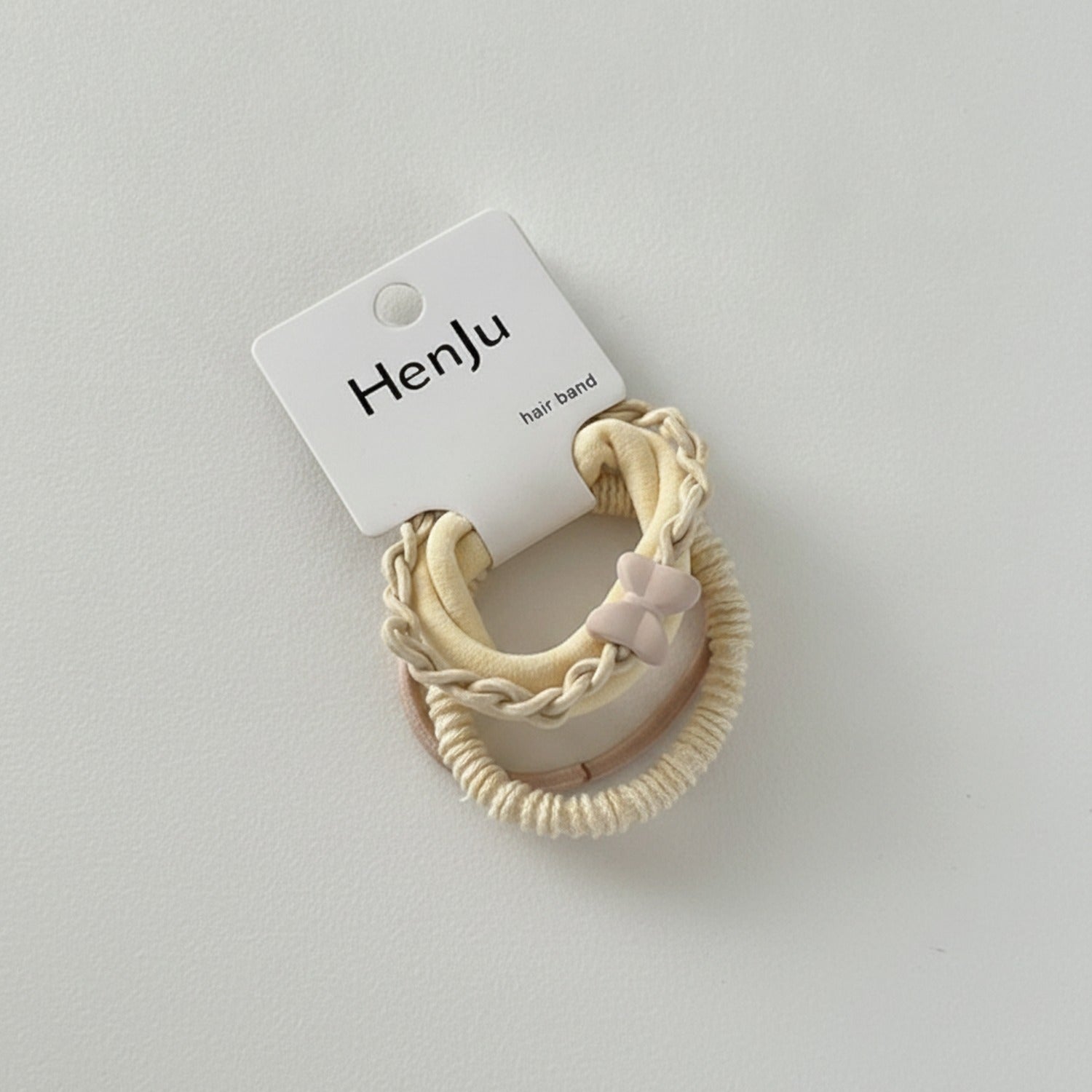 Cream Braided Rope Hair Scrunchie Set