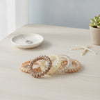 Spiral Hair Ties Beaded Neutral Tone Set – hair accessories (view 2)
