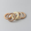 Spiral Hair Ties Beaded Neutral Tone Set – hair accessories (view 1)