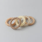 Spiral Hair Ties Beaded Neutral Tone Set – hair accessories (view 1)