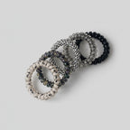 Beaded Metal Spiral Hair Ties Set Four Pack
