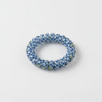 Spiral Beaded Hair Ties Set Blue Floral – hair accessories (view 1)