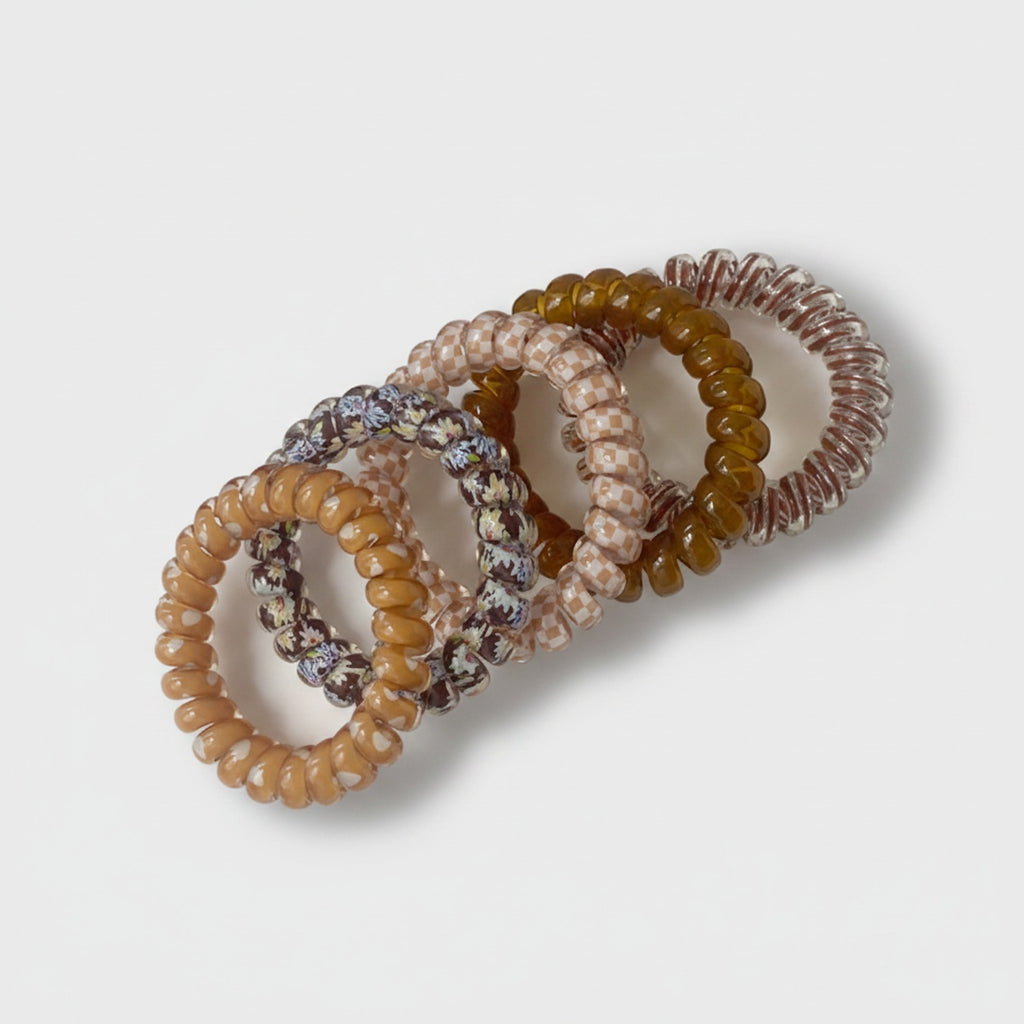 Spiral Hair Ties Rhinestone Beaded Set