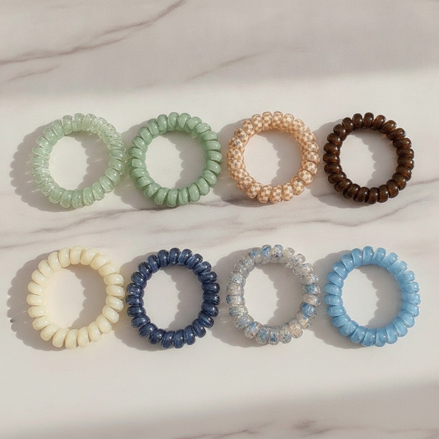 Spiral Hair Ties Rhinestone Beaded Set