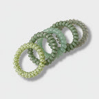 Beaded Spiral Hair Ties Set Green