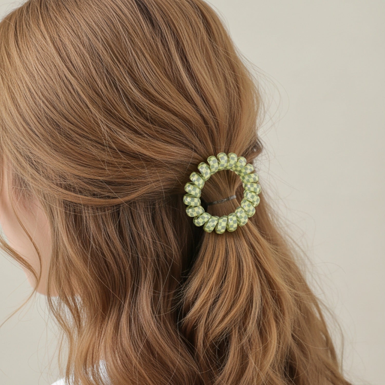 Beaded Spiral Hair Ties Set Green