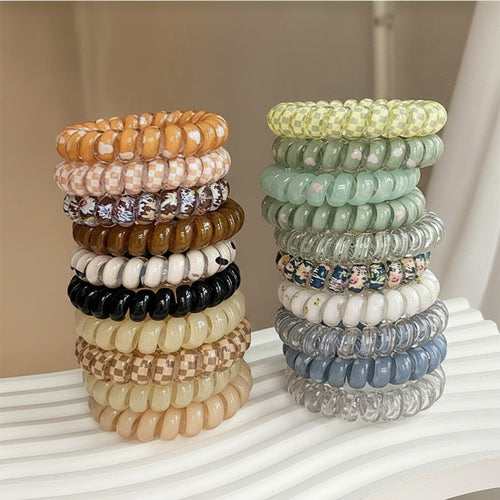 Beaded Spiral Hair Ties Set Green