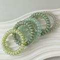 Beaded Spiral Hair Ties Set Green – hair accessories