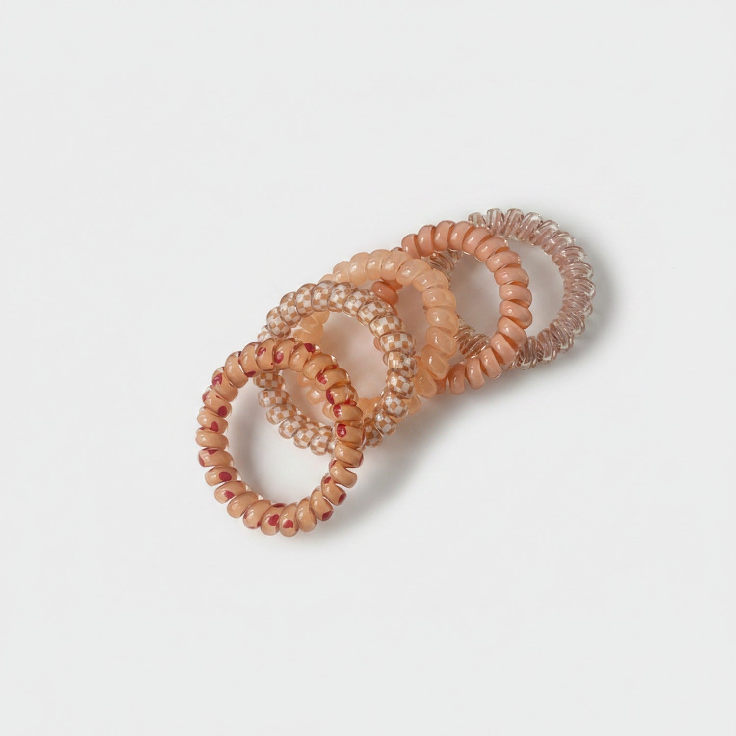 Spiral Coil Hair Ties Beaded Pearl Set