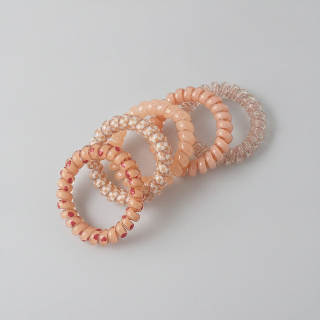 Spiral Coil Hair Ties Beaded Pearl Set – hair accessories (view 1)