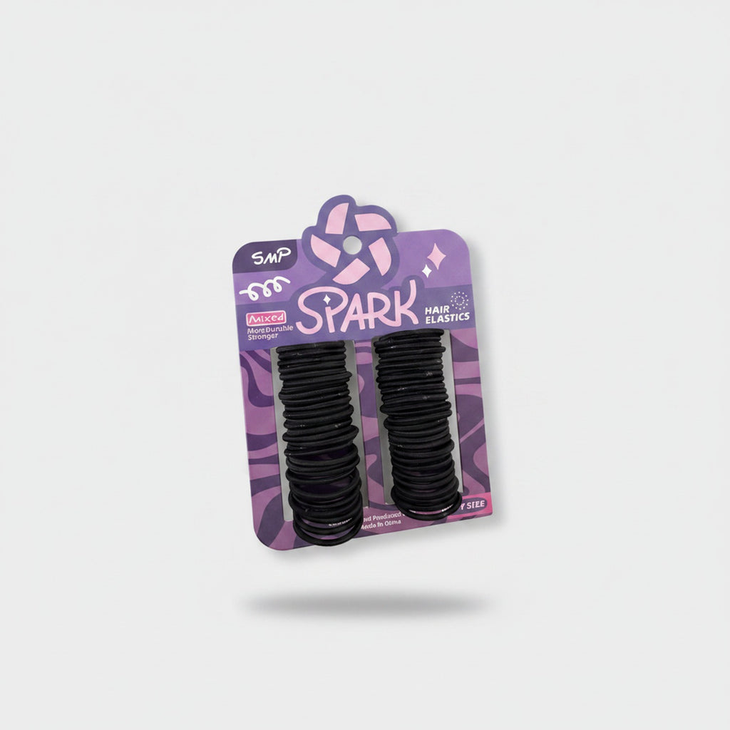 Black Spiral Hair Elastics With Pinwheel Design