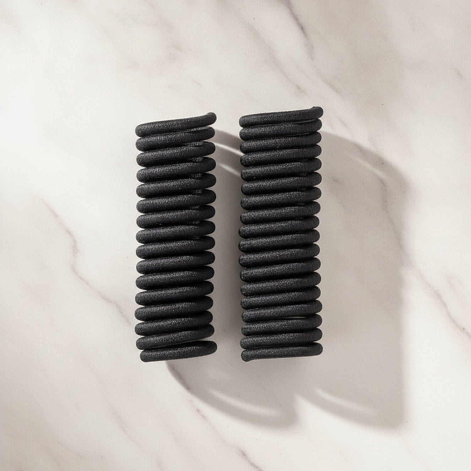 Black Spiral Hair Elastics With Pinwheel Design