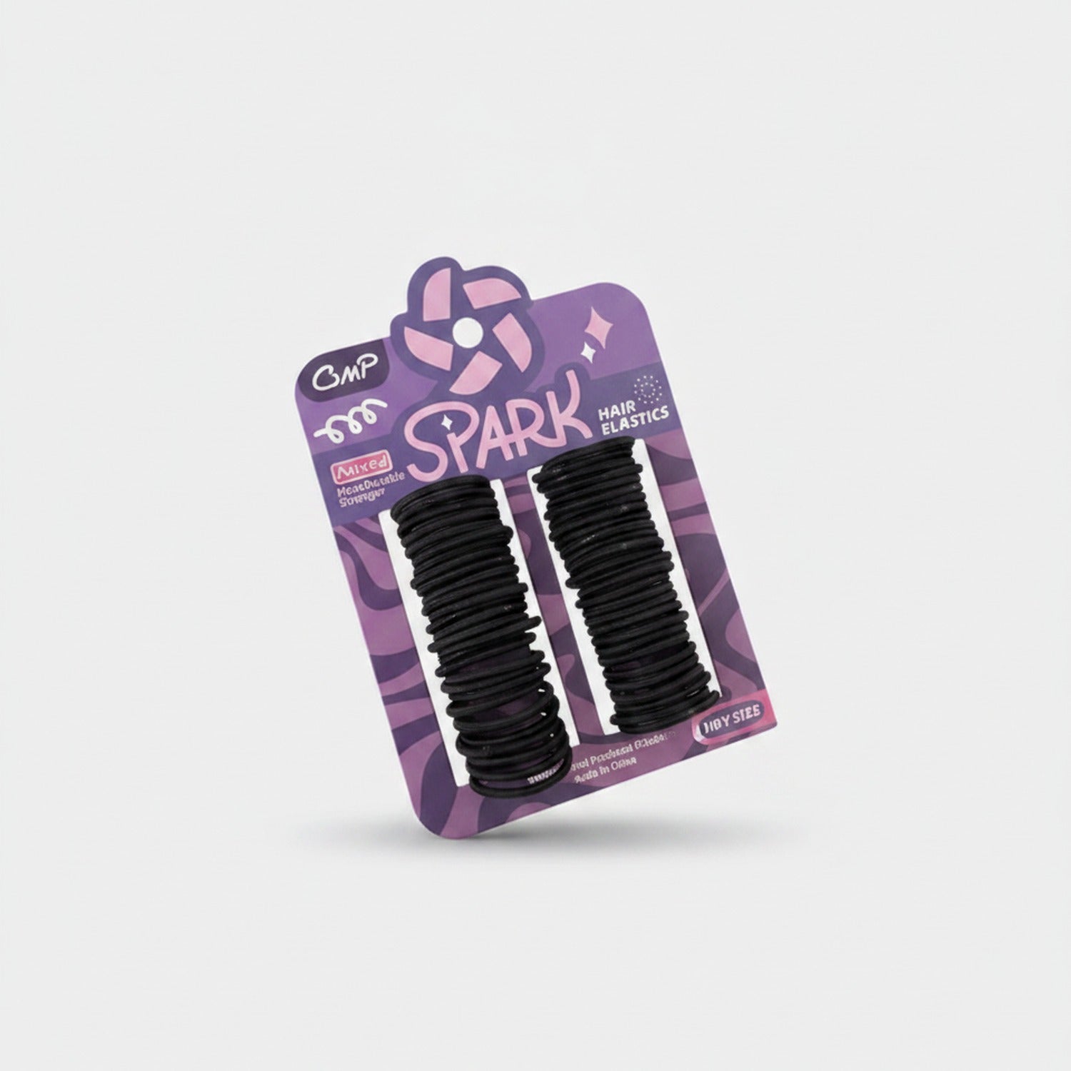 Black Spiral Hair Elastics With Pinwheel Design