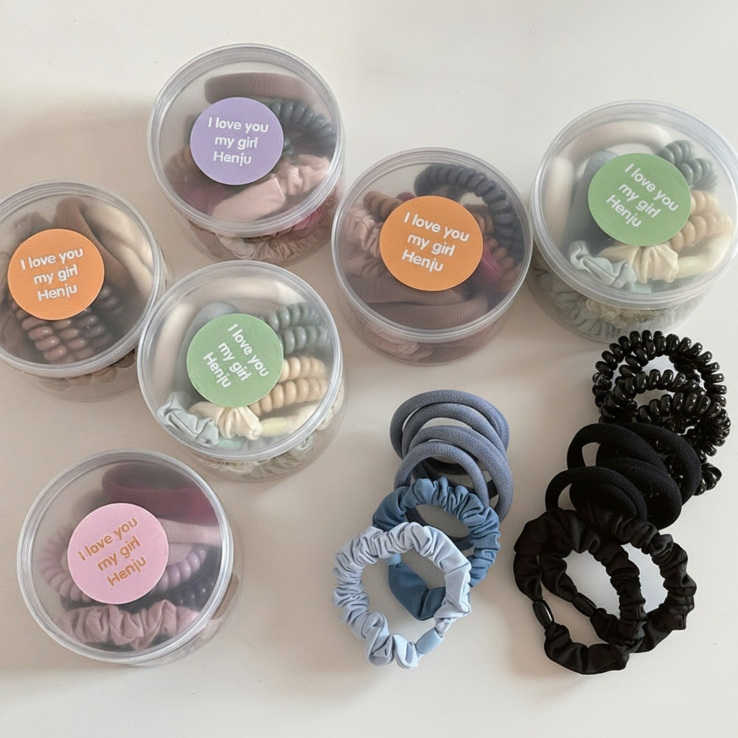 Black Velvet Scrunchies Set with Water Bottle