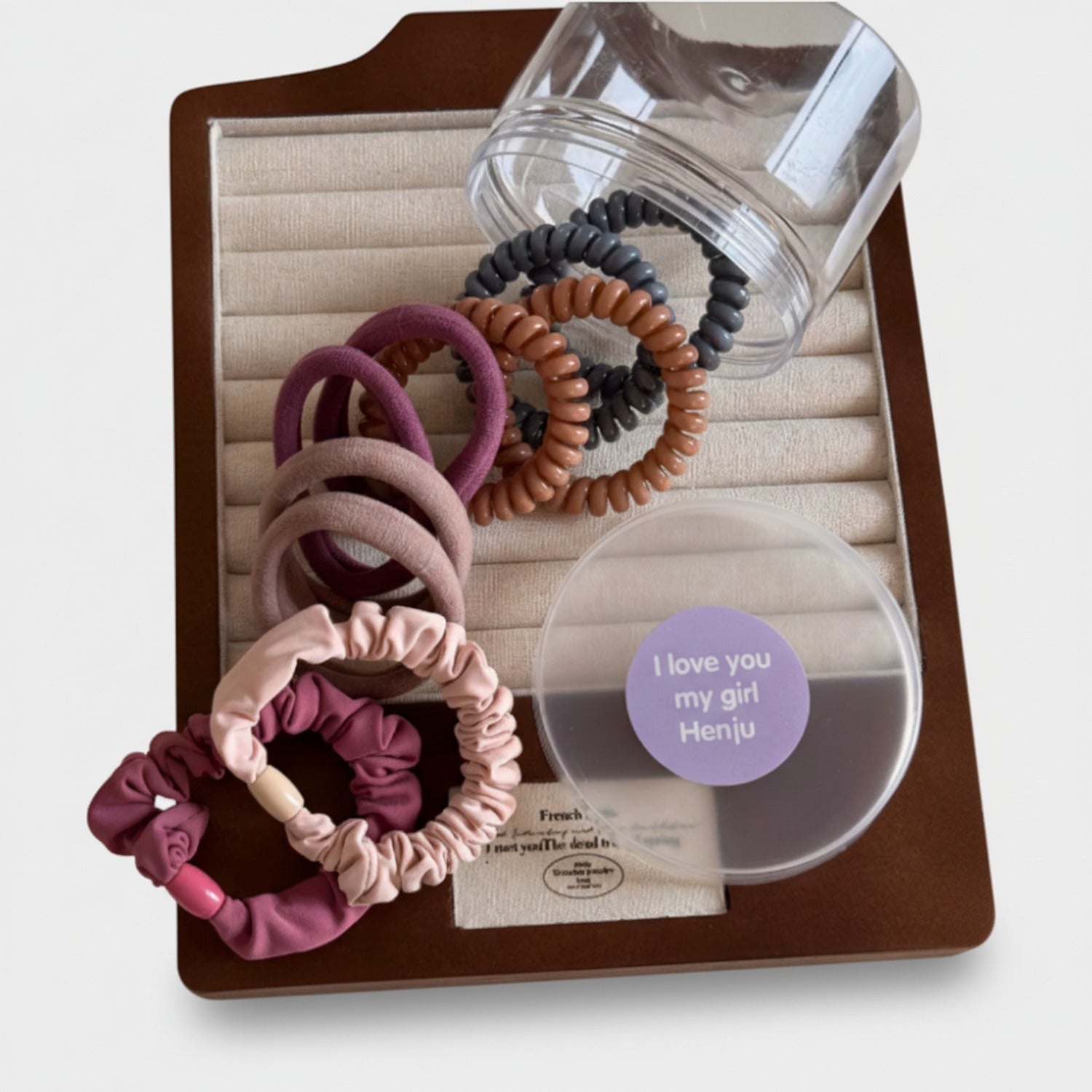 Spiral Hair Ties Scrunchies Set With Storage Case