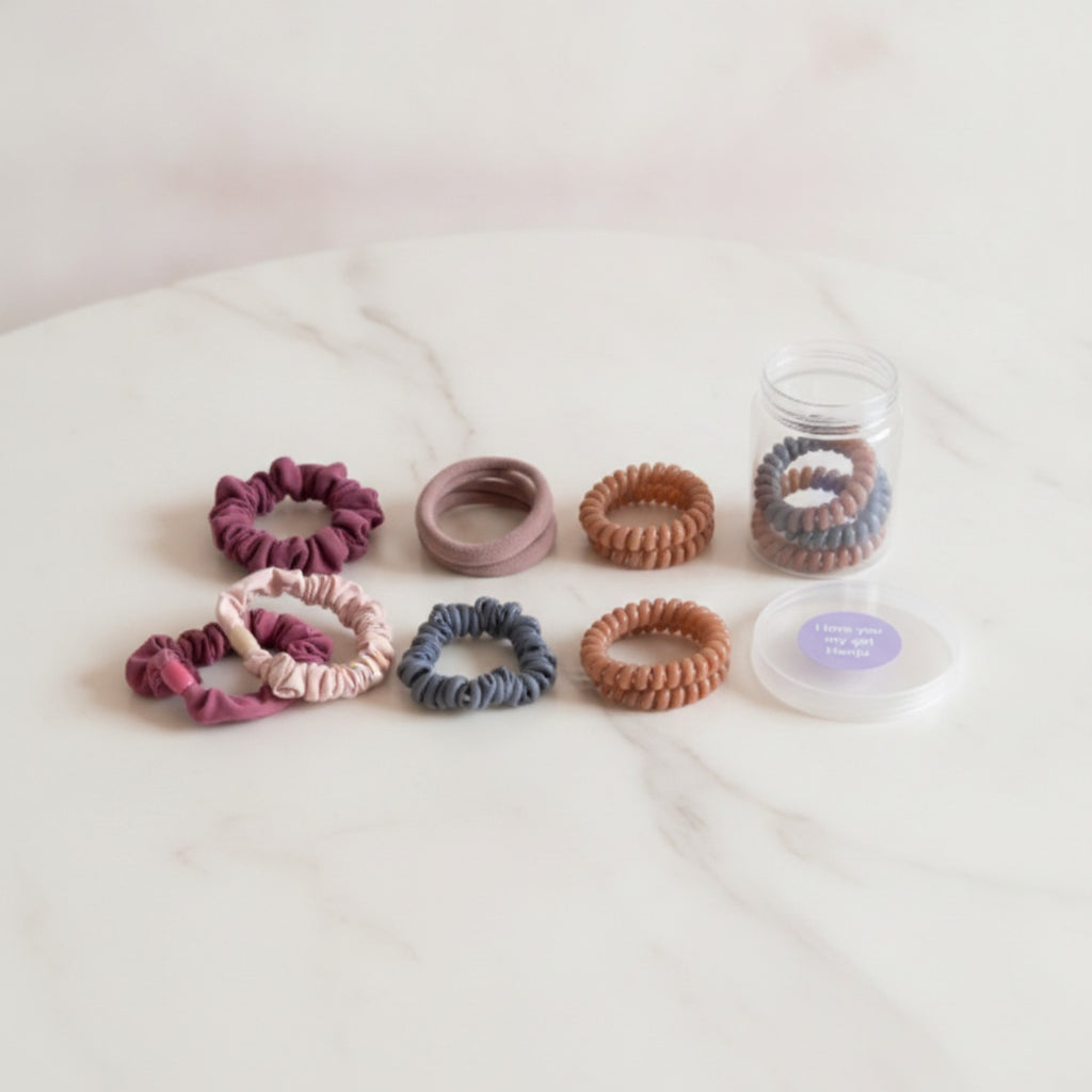 Spiral Hair Ties Scrunchies Set With Storage Case – hair accessories (view 2)